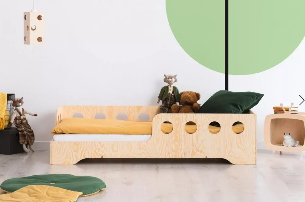 Bērnu gulta Kiki 5-L ar stelāžu Puse: kreisā, Guļamvietas platums: 90 cm, Guļamvietas garums: 200 cm, · Priede · 93 × 20