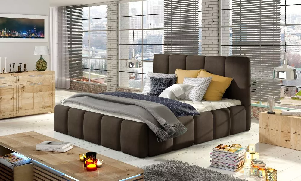 Gulta Edvige Lux standard ar stelāžu Guļamvietas platums: 180 cm, Guļamvietas garums: 200 cm, · Brūns · 200 × 220 × 100 