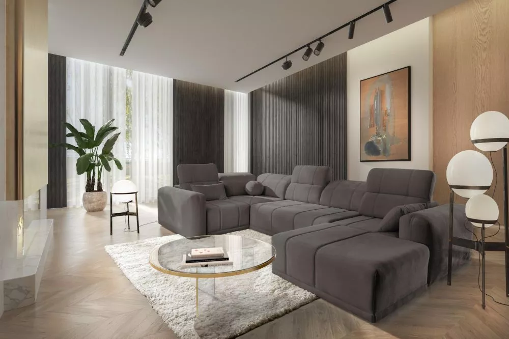 Dīvāns Ravello 4 Standard · Brūni pelēks · 220 × 360 × 82 cm