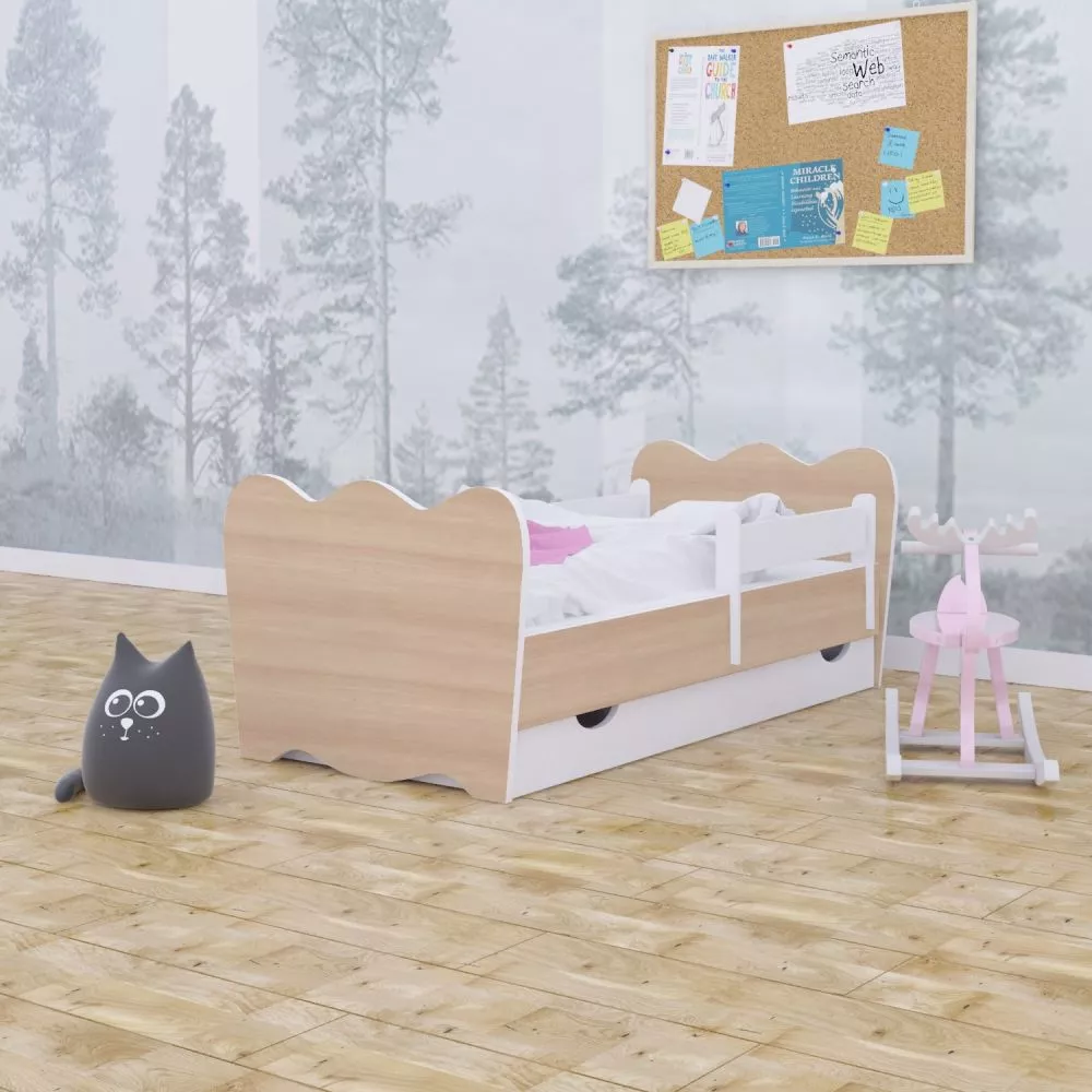Bērnu gulta Classic L02 140x70 ar stelāžu Guļamvietas platums: 70 cm, Guļamvietas garums: 140 cm, · Gaišais bumbieris · 