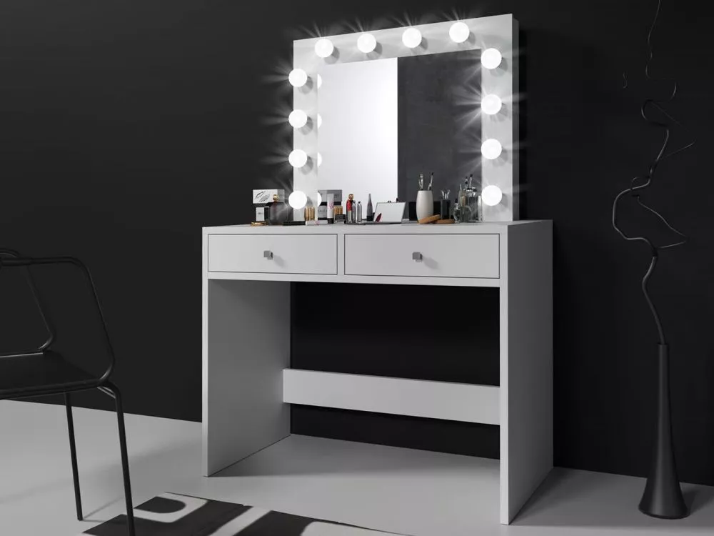 Kosmētikas galds Mega 12 LED · Balts · 100 × 144 × 50 cm