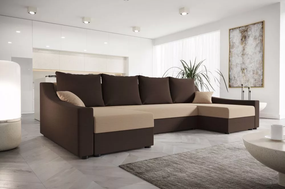 Dīvāns Ontario U Classic standard · Brūns + tumši brūns · 140 × 303 × 90 cm