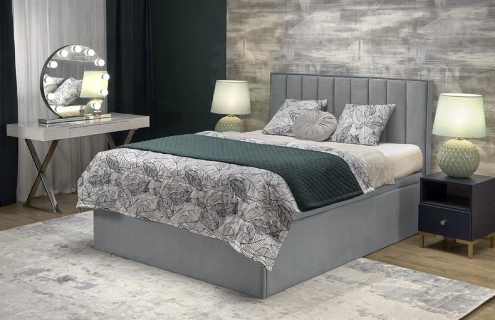 Gulta Asento 160x200 ar stelāžu Guļamvietas platums: 160 cm, Guļamvietas garums: 200 cm, · Pelēks · 162 × 210 × 121 cm