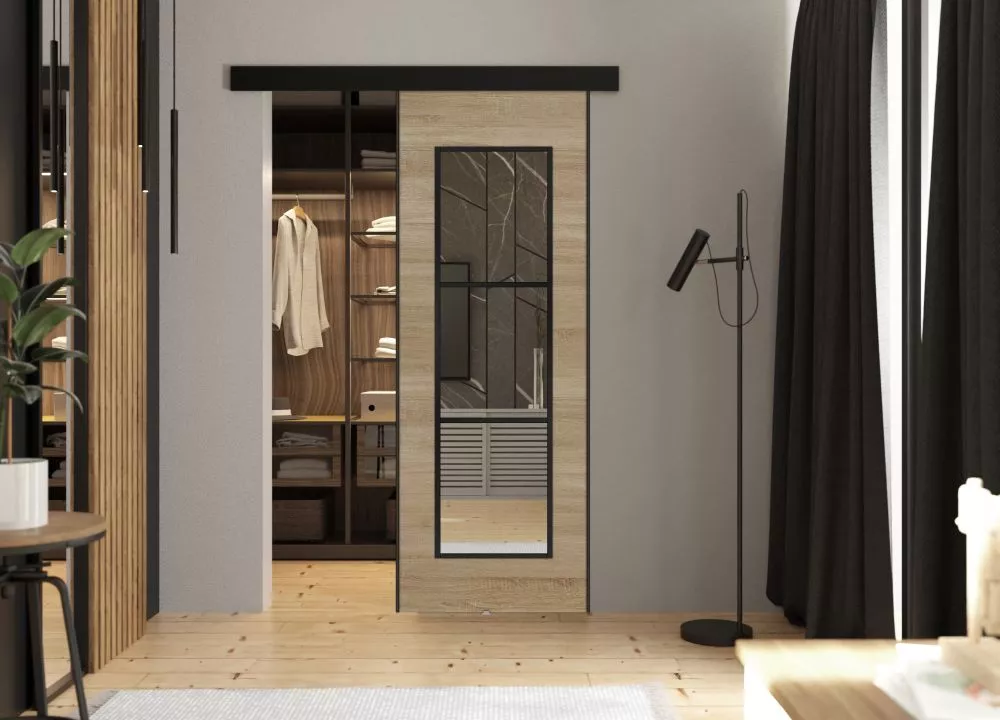 Bīdāmās durvis Tori Mirror · Sonoma · 66 × 205 cm
