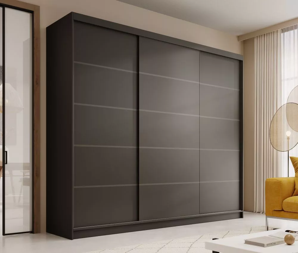 Skapis Andy 250 · Melna · 250 × 58 × 215 cm