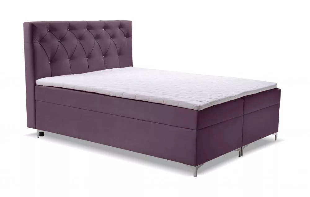 Gulta Crystal Premium Boxspring Standard Guļamvietas platums: 140 cm, Guļamvietas garums: 200 cm, · Tumši rozā · 144 × 2