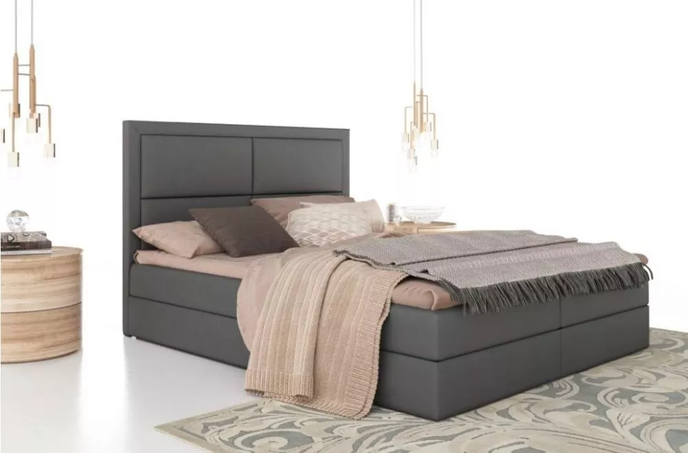 Gulta Giglio Boxspring standard Guļamvietas platums: 180 cm, Guļamvietas garums: 200 cm, · Grafīts · 182 × 207 × 123 cm