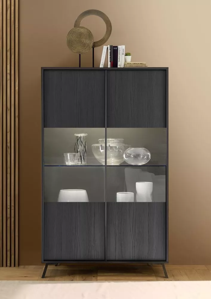 Sekcija City 06 ar LED · Melns koks · 104 × 40 × 174 cm