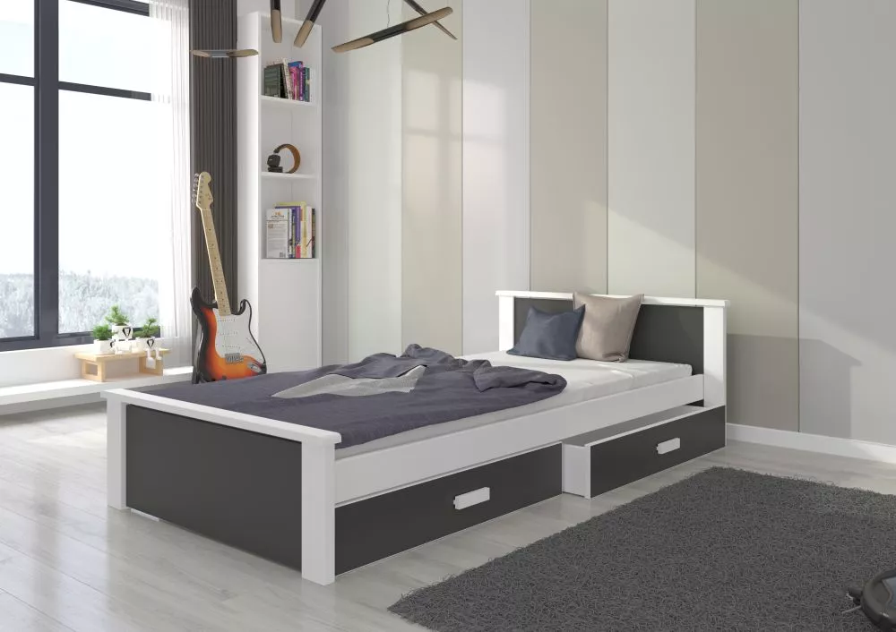 Bērnu gulta Aldex ar stelāžu Guļamvietas platums: 90 cm, Guļamvietas garums: 200 cm, · 99 × 208 × 72 cm