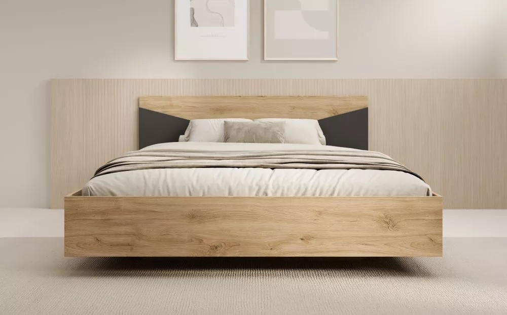 Gulta Atson ar stelāžu Guļamvietas platums: 160 cm, Korpusa krāsa: ozols, Guļamvietas garums: 200 cm, stelāžas tips: met