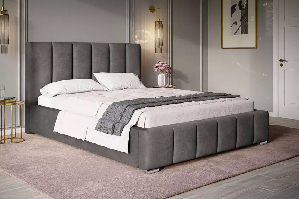 Gulta Bed 1 standard ar stelāžu Guļamvietas platums: 160 cm, Guļamvietas garums: 200 cm, stelāžas tips: koka, · Tumši pe