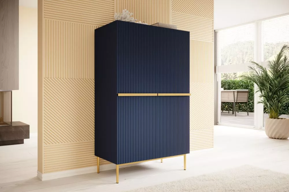 Grāmatu skapis Nicole K100 2D2SZ Gold · Zils · 100 × 45 × 160 cm