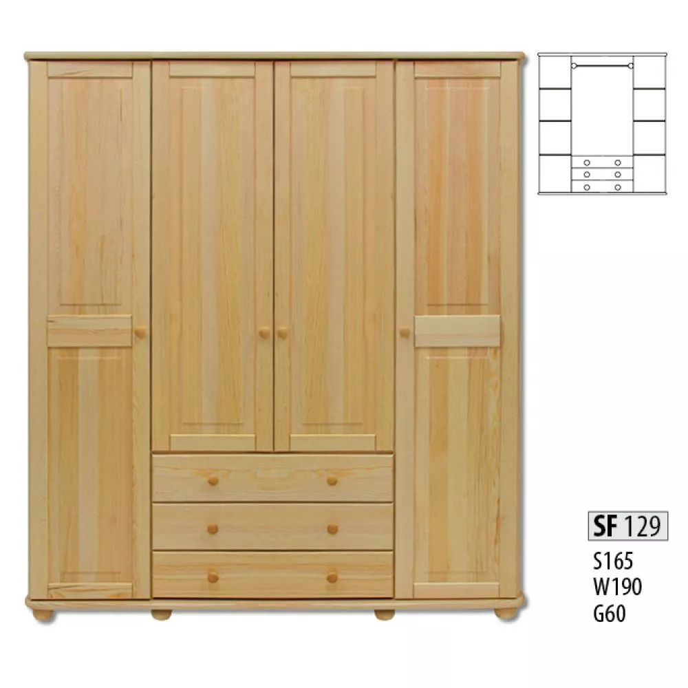 Skapis SF 129 · Priede · 165 × 60 × 190 cm
