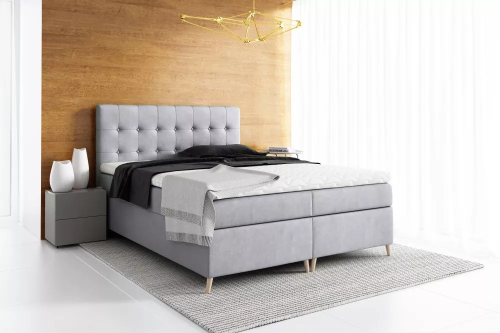 Gulta Avanti Boxspring Premium Standard Guļamvietas platums: 140 cm, Guļamvietas garums: 200 cm, · Gaiši pelēks · 144 × 