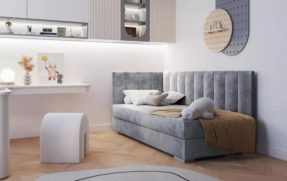 Gulta Coimbra 3L Boxspring Standard Guļamvietas platums: 90 cm, Guļamvietas garums: 200 cm, · Pelēks · 95 × 205 × 95 cm