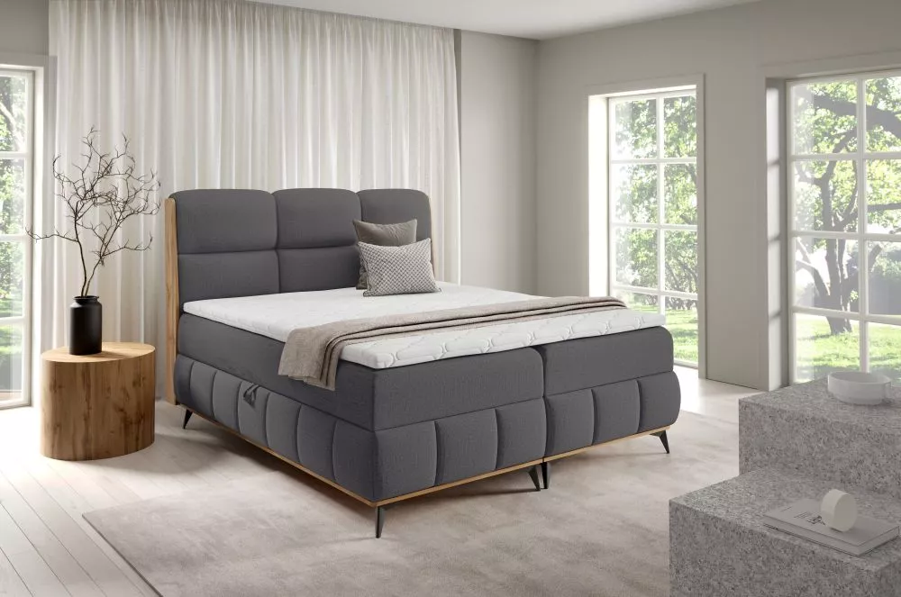 Gulta Palermo Boxspring Standard Guļamvietas platums: 160 cm, Korpusa krāsa: pelēks, Guļamvietas garums: 200 cm, · 163 ×