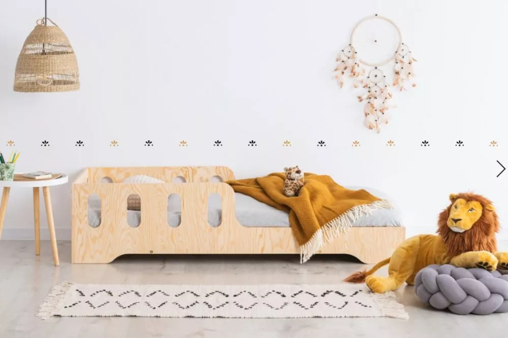 Bērnu gulta Kiki 6 ar stelāžu Guļamvietas platums: 90 cm, Guļamvietas garums: 200 cm, · Priede · 93 × 203 × 40 cm