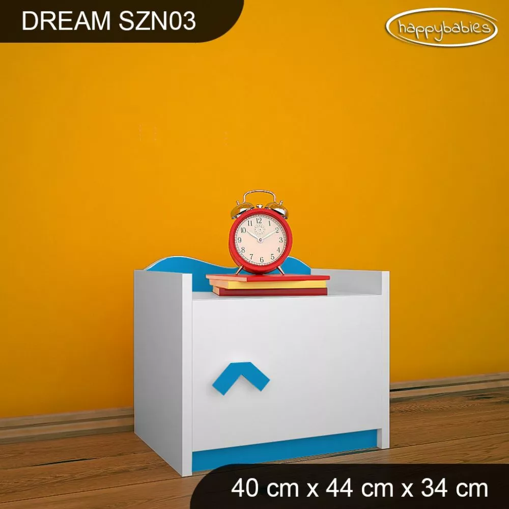 Naktsgaldiņš Dream SZN03 Korpusa krāsa: balts, Elementu krāsa: zils, · 40 × 34 × 44 cm