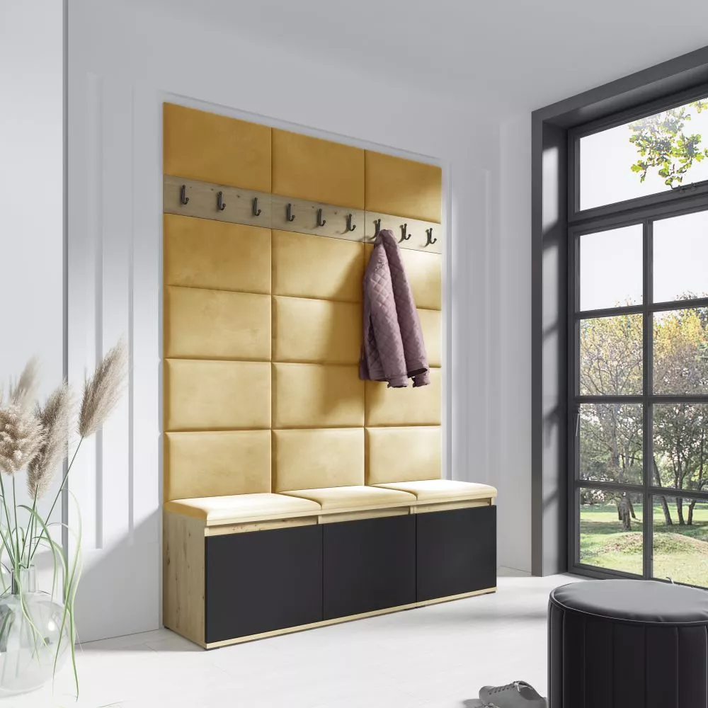 Apavu plaukts Emi 6 Trinity Korpusa krāsa: ozols artisan + melns, · 150 × 214.5 × 40 cm
