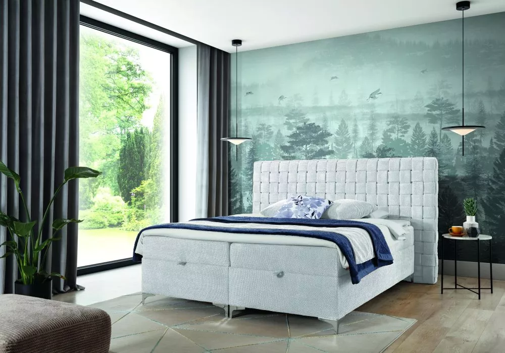 Gulta Stella Boxspring Standard Guļamvietas platums: 160 cm, Guļamvietas garums: 200 cm, · Gaiši pelēks · 233 × 214 × 12