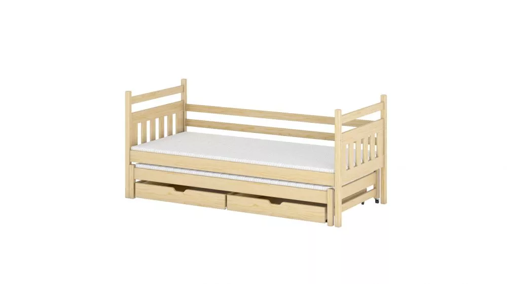 Bērnu gulta Daniel ar stelāžām Guļamvietas platums: 80 cm, Guļamvietas garums: 160 cm, · Priede · 87 × 168 × 85 cm