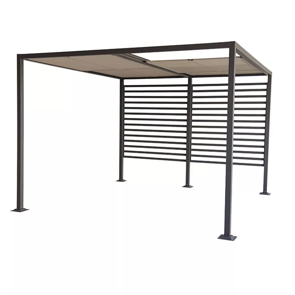 Dārza paviljons Pratto Materiāls: alumīnijs + poliesters, Korpusa krāsa: pelēks, Elementu krāsa: bēšs, · 213 × 392 × 292