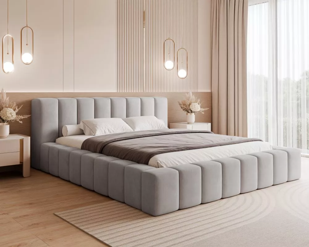 Gulta Matera Standard ar stelāžām Guļamvietas platums: 120 cm, Guļamvietas garums: 200 cm, stelāžas tips: koka, · Pelēks