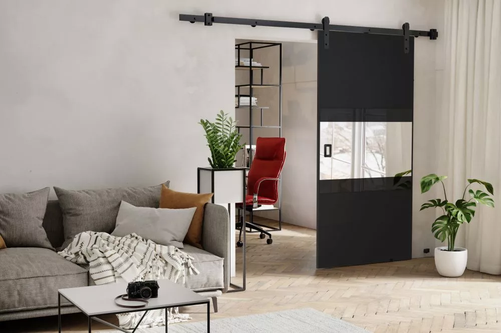 Bīdāmās durvis Mia Loft · Melns · 76 × 205 cm