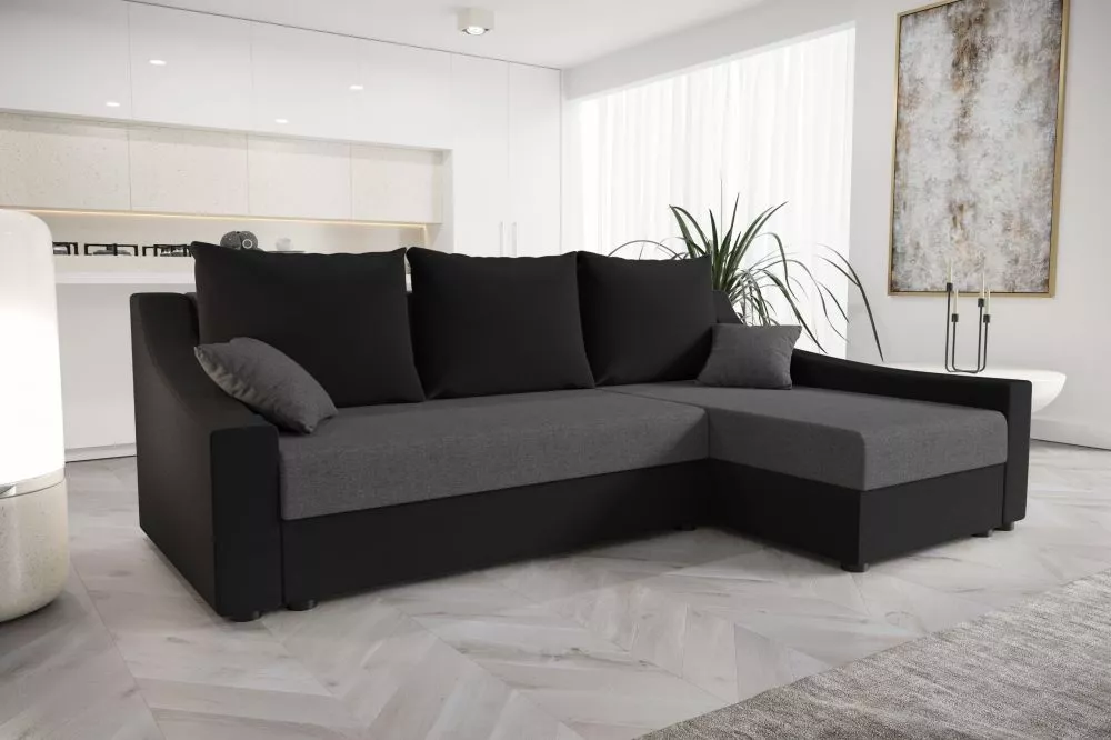Dīvāns Ontario Classic standard · Tumši pelēks + melns · 140 × 233 × 90 cm