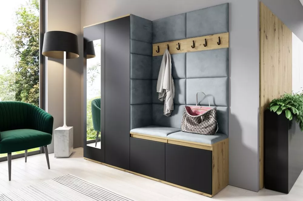 Apavu plaukts Emi 8 Trinity Korpusa krāsa: ozols artisan + melns, · 190 × 185 × 40 cm
