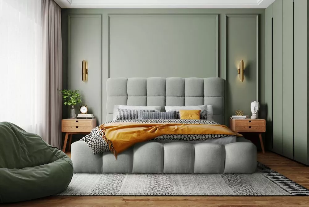 Gulta Boston 3 Standard ar stelāžu Guļamvietas platums: 140 cm, Guļamvietas garums: 200 cm, stelāžas tips: koka, · Pelēk