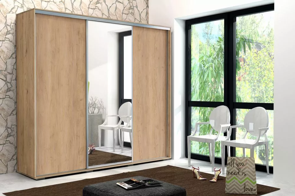 Skapis Modern A25 · Ozols craft zelts · 250 × 62 × 245 cm