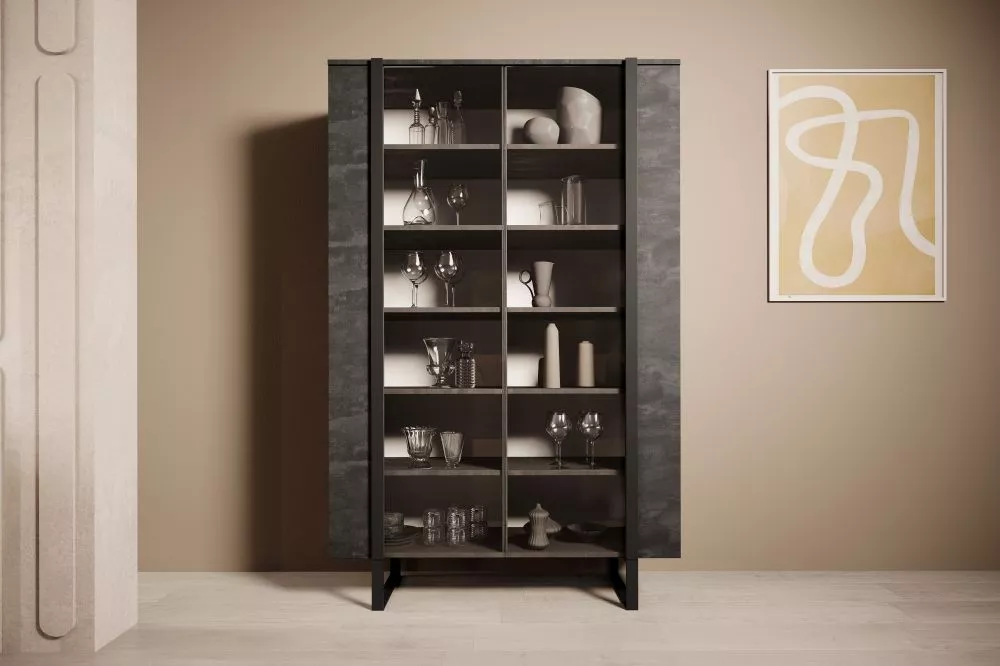 Sekcija Verica W120 2D Black · Melns · 120 × 45 × 187 cm
