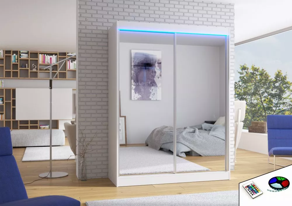 Skapis Florest ar LED · Balts · 150 × 58 × 200 cm