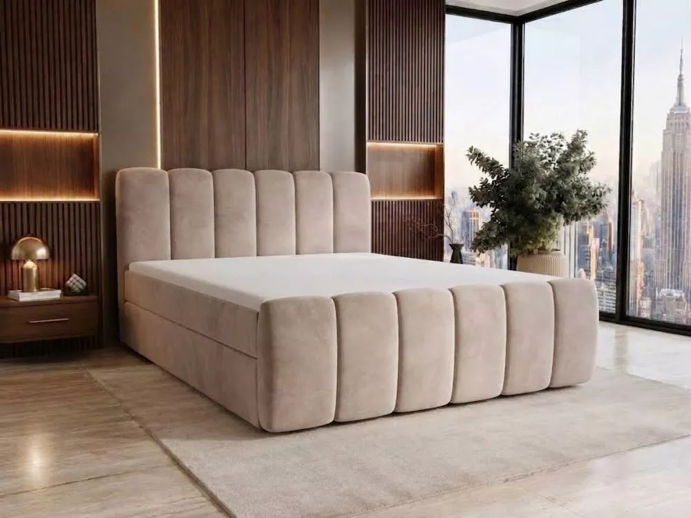 Gulta Cloe Boxspring Standard Guļamvietas platums: 180 cm, Guļamvietas garums: 200 cm, · Bēšs · 180 × 214 × 110 cm