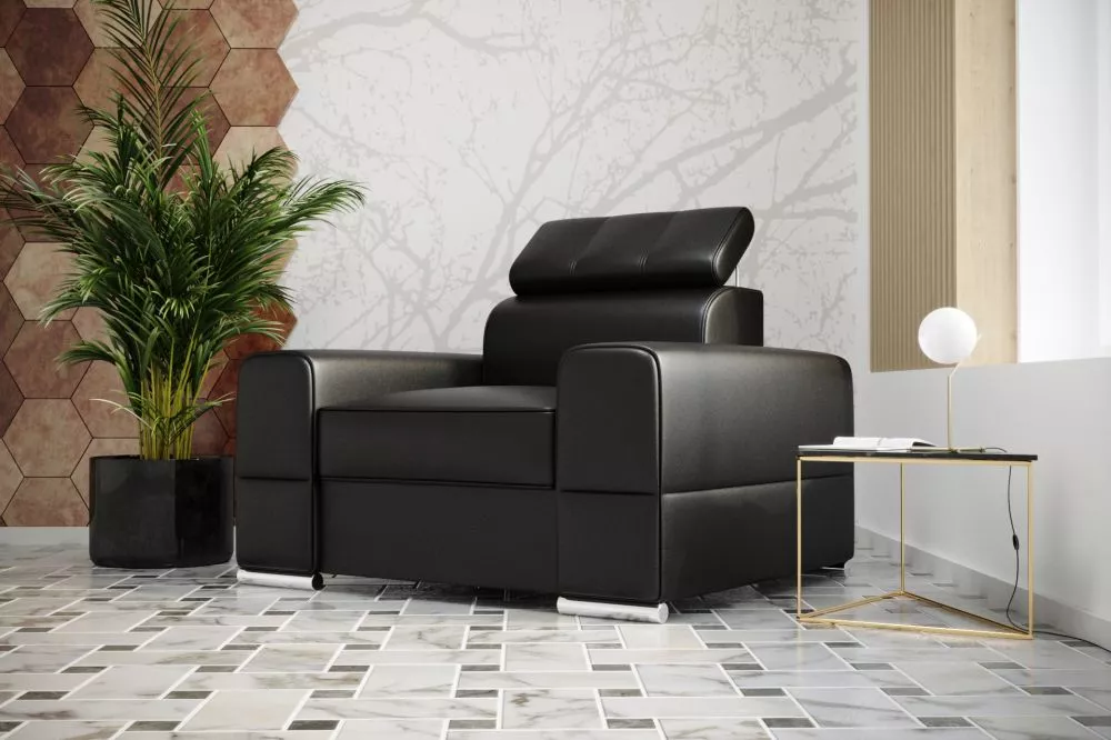 Mīksts krēsls Royal 1S standard Sēdvietas dziļums: 61 cm, · Melns · 114 × 99 × 79 cm