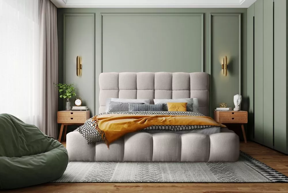 Gulta Boston 3 Standard ar stelāžu Guļamvietas platums: 140 cm, Guļamvietas garums: 200 cm, stelāžas tips: koka, · Krēma