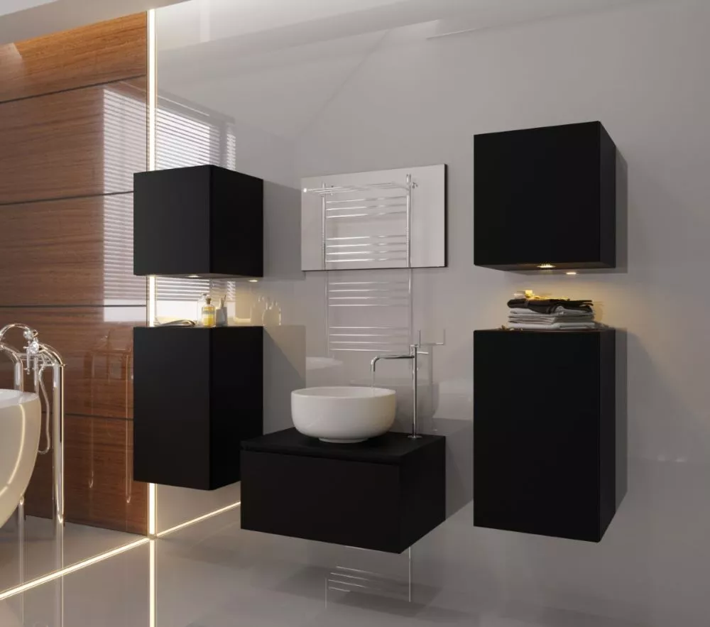 Vannas istabas komplekts Alius 19 ar LED · Melns · 120 × 174 × 35 cm