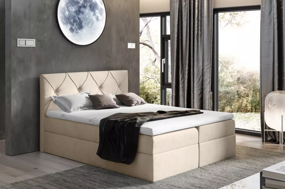 Gulta Crystal Boxspring Premium Standard Guļamvietas platums: 140 cm, Guļamvietas garums: 200 cm, · Gaišais krēms · 144 