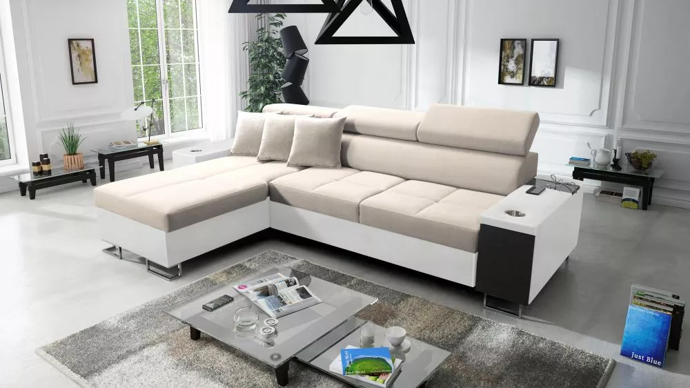 Dīvāns Morena 1 Maxi Premium Standard · Bēšs + balts · 183 × 290 cm