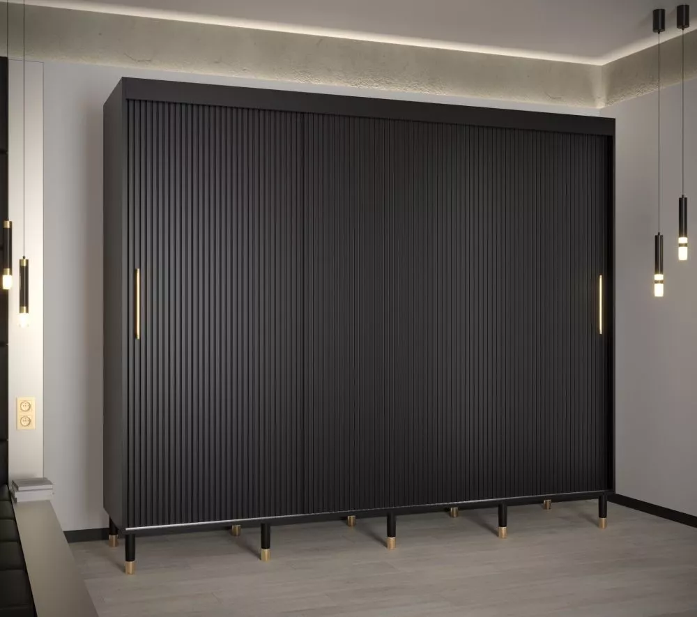 Skapis Calipso Slim 1 · Melns · 250 × 62 × 208 cm