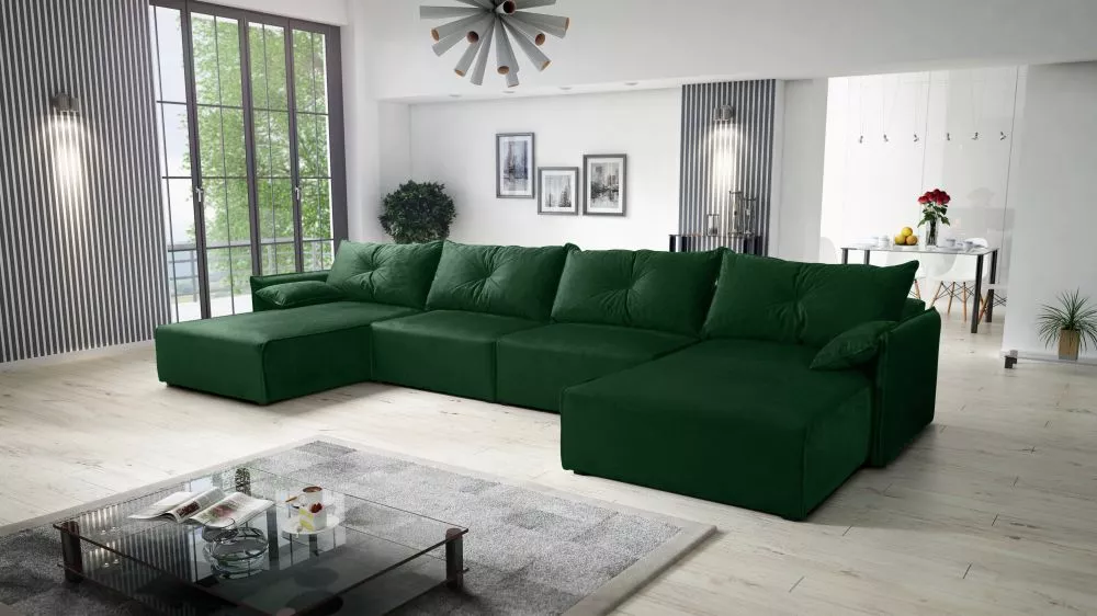 Dīvāns Leon U Standard · Zaļš · 179 × 420 × 85 cm