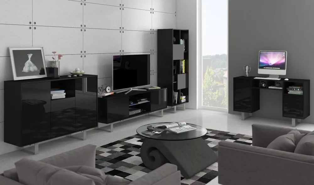 Galds King kin 09 · Melns + melns spīdīgs · 120 × 60 × 42 cm