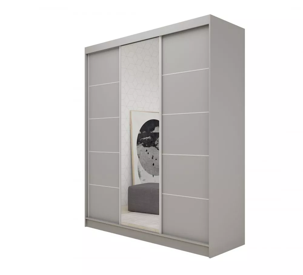 Skapis Makira ar LED · Pelēks · 180 × 61 × 216 cm
