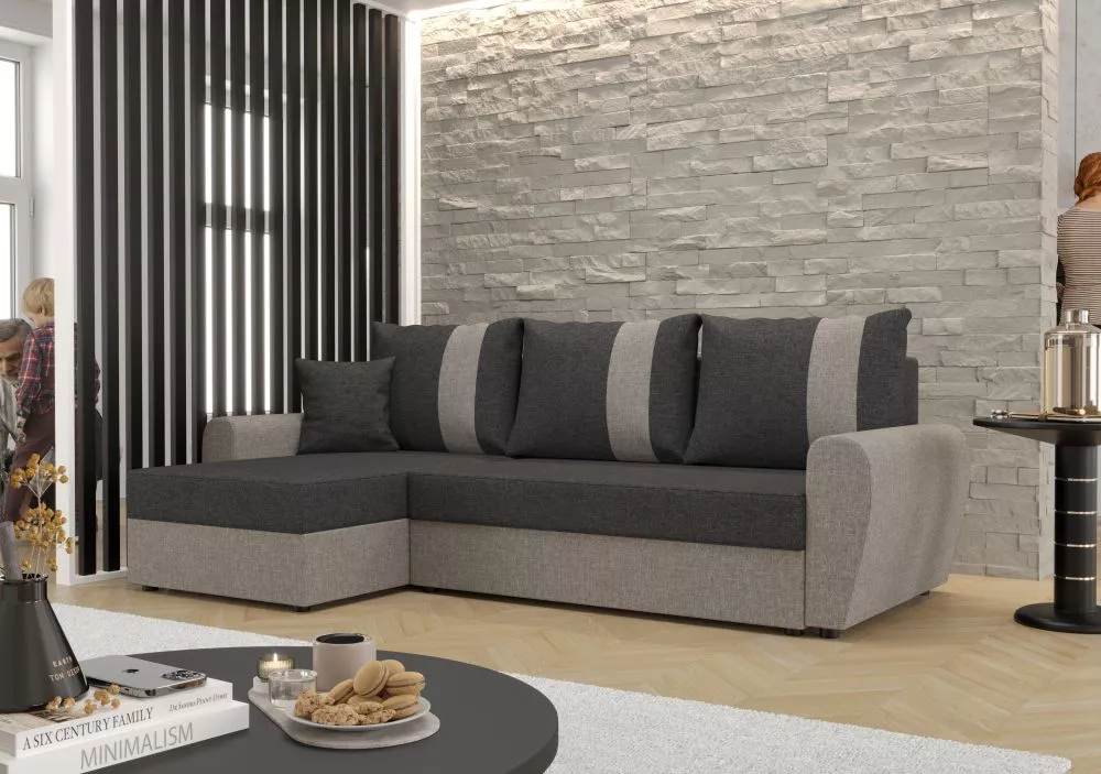 Dīvāns Davos L standard · Tumši pelēks + pelēks · 140 × 230 × 89 cm