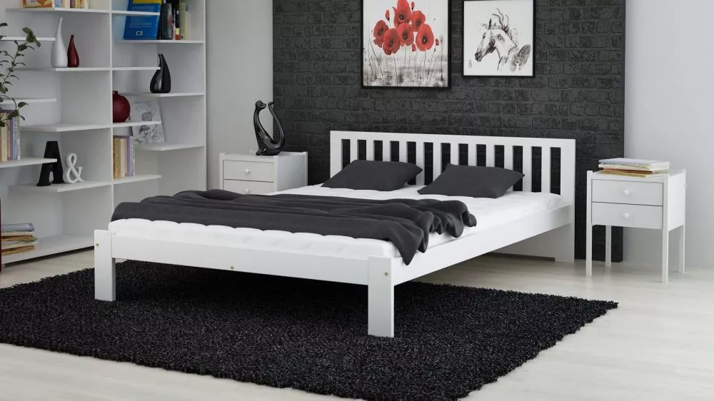 Gulta DMD-2 Magnat ar stelāžu Guļamvietas platums: 160 cm, Guļamvietas garums: 200 cm, · Balts · 168 × 206 × 65 cm