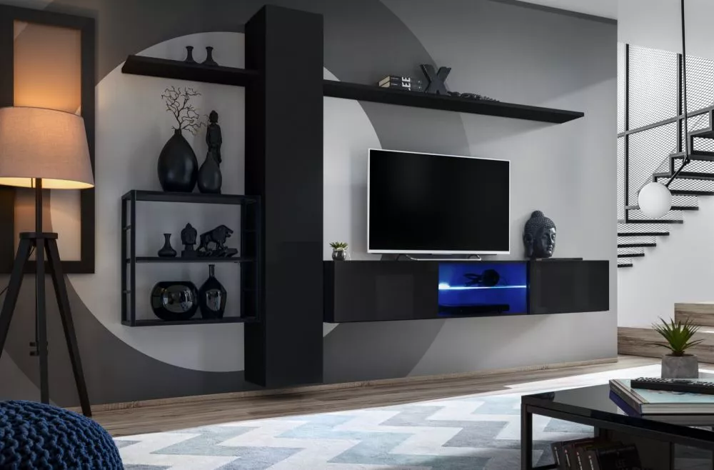Sekcija Switch M5 · Melna · 270 × 40 × 180 cm