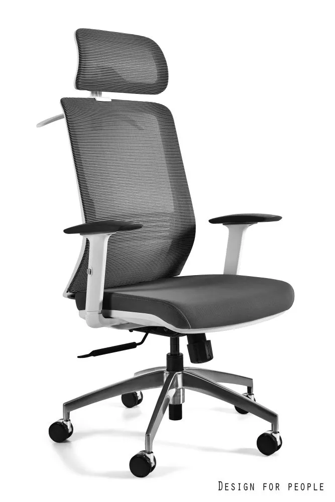 Datorkrēsls Asos Korpusa krāsa: pelēks, Elementu krāsa: balts, Sēdvietas platums: 47 cm, · 64 × 63 × 112 cm