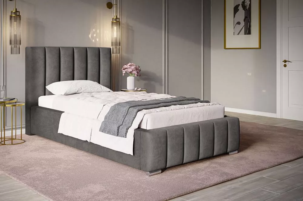 Gulta Bed 1 standard ar stelāžu Guļamvietas platums: 90 cm, Guļamvietas garums: 200 cm, stelāžas tips: koka, · Tumši pel
