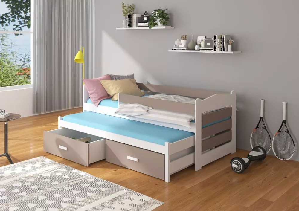 Bērnu gulta Tiarro White ar stelāžam Guļamvietas platums: 80 cm, Guļamvietas garums: 180 cm, · 87 × 186 × 80 cm